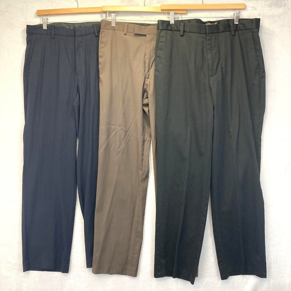 Lot of 3 Mens Office Dress Pants‎  34x32 32x32 Calvin Klein Dockers Perry Ellis